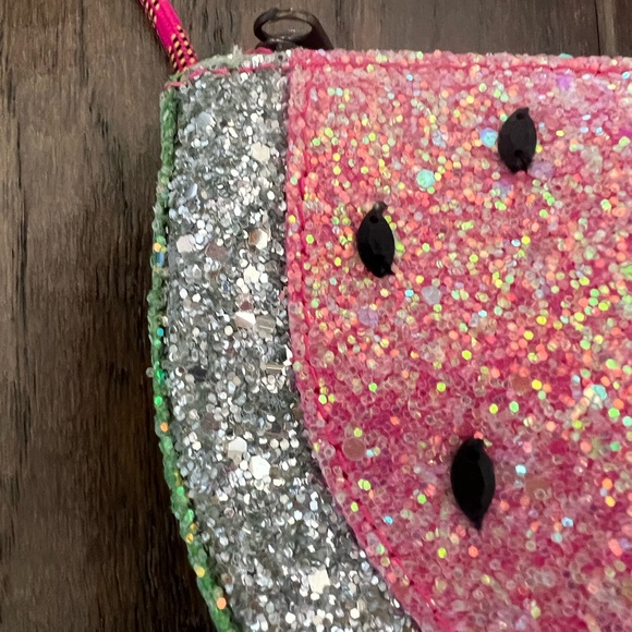 J.Crew Kids Glitter Watermelon Crossbody Bag Purse Pink Red Girls Novelty Summer - Picture 12 of 13